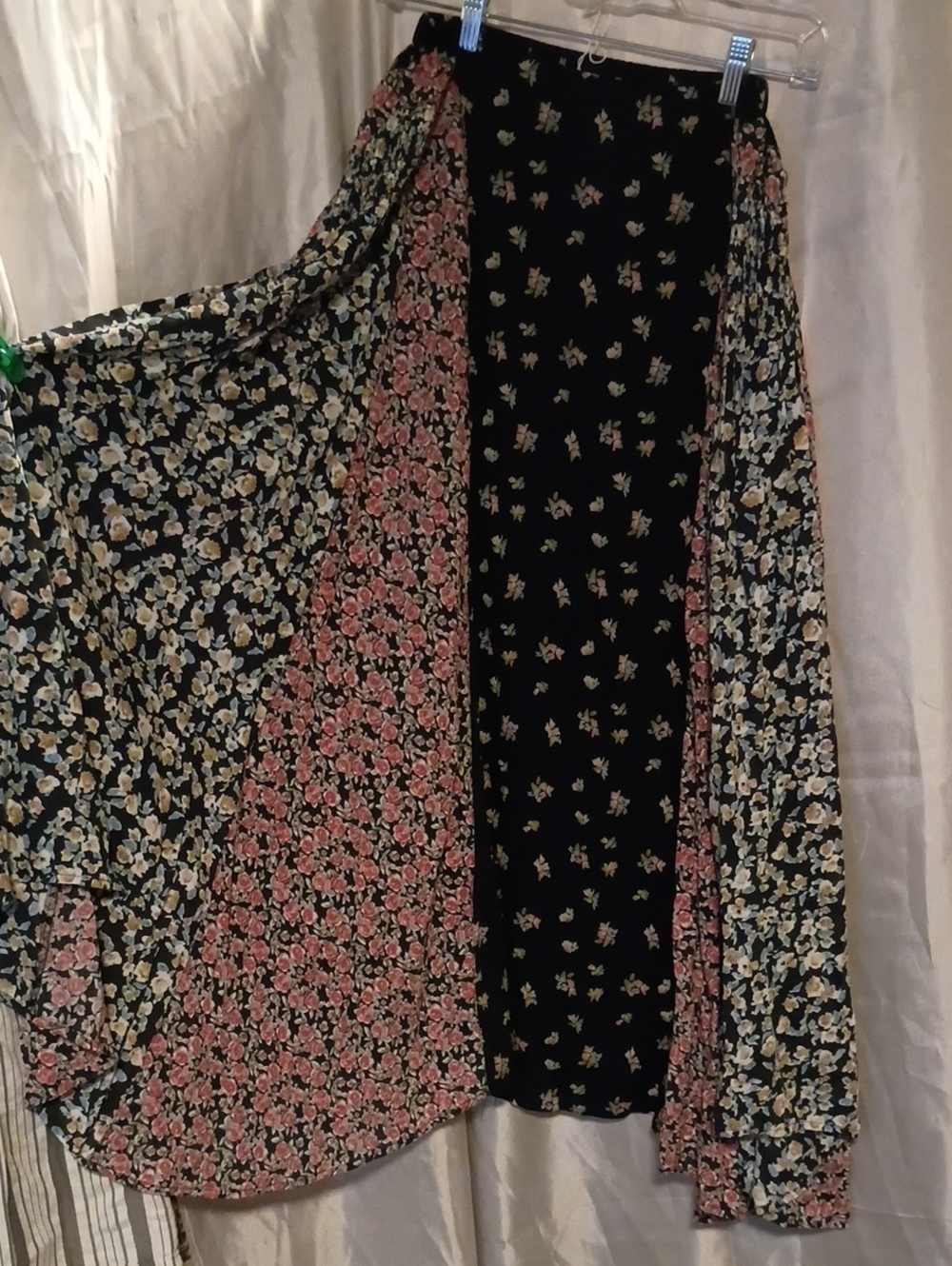 Free People Floral Panel Maxi Skirt in Black, Pink, Cream